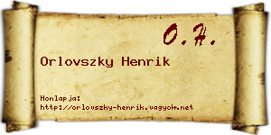 Orlovszky Henrik névjegykártya